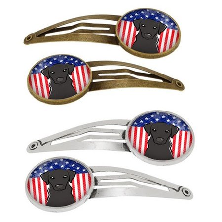 CAROLINES TREASURES American Flag and Black Labrador Barrettes Hair Clips, Set of 4, 4PK BB2165HCS4